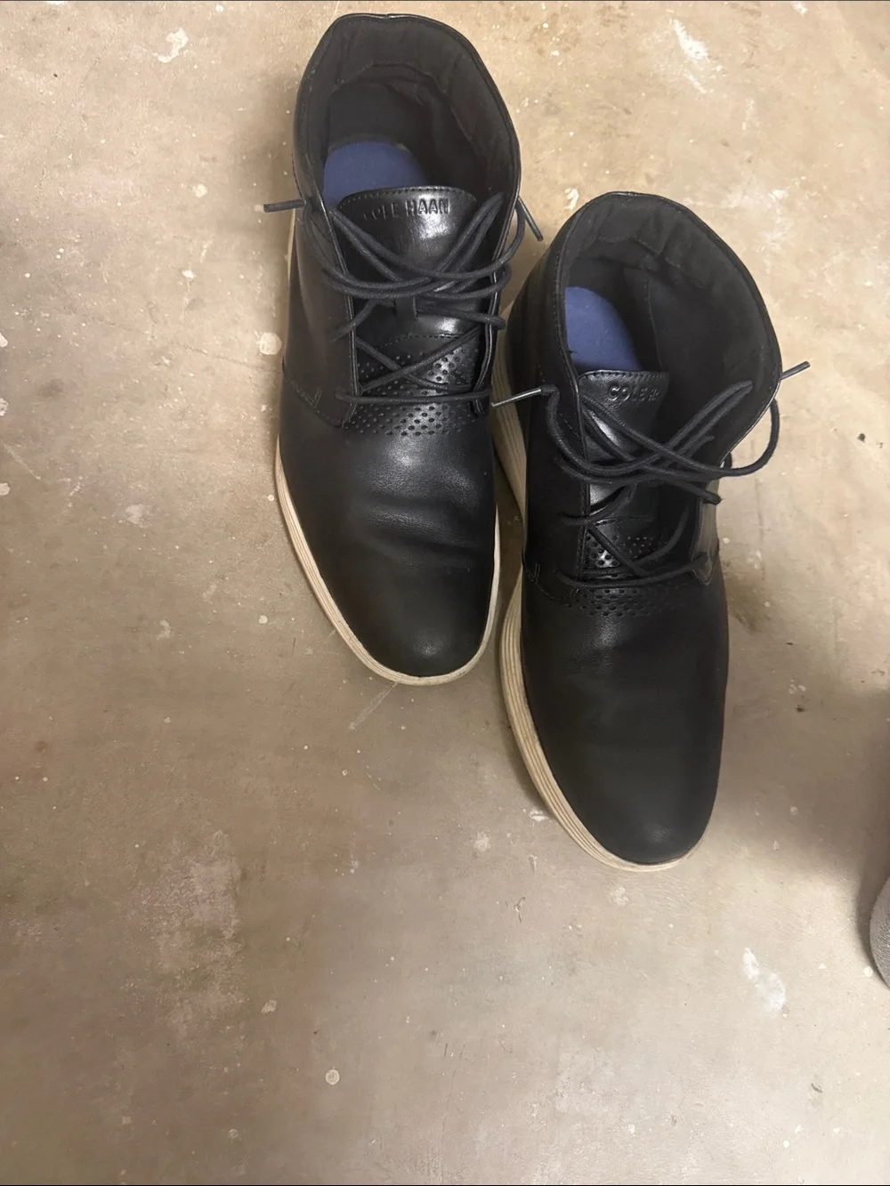 Cole Haan Black Leather Chukka Boots with White Sole